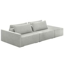 Sofá Ilha Modular com Puff para Sala Living 232cm Georgia K04 Linho Cinza - Mpozenato