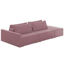 Sofá Ilha Modular com Puff para Sala Living 232cm Georgia K04 Veludo Rosê - Mpozenato