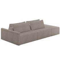 Sofá Ilha Modular com Puff para Sala Living 252cm Georgia K04 Bouclê Bege Escuro - Mpozenato