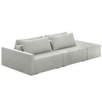 Sofá Ilha Modular Com Puff Para Sala Living 252cm Georgia K04 Linho Cinza - Mpozenato