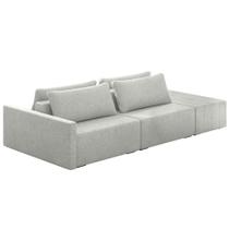 Sofá Ilha Modular com Puff para Sala Living 252cm Georgia K04 Linho Cinza - Mpozenato