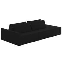 Sofá Ilha Modular com Puff para Sala Living 252cm Georgia K04 Veludo Preto - Mpozenato Sofá Ilha Modular com Puff para Sala Living 252cm Georgia K04 Veludo Preto - Mpozenato