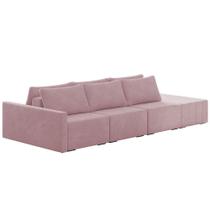 Sofá Ilha Modular com Puff para Sala Living 312cm Georgia K04 Veludo Rosê - Mpozenato