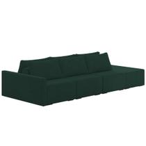 Sofá Ilha Modular com Puff para Sala Living 312cm Georgia K04 Veludo Verde - Mpozenato Sofá Ilha Modular com Puff para Sala Living 312cm Georgia K04 Veludo Verde - Mpozenato