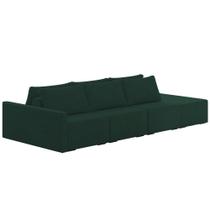 Sofá Ilha Modular com Puff para Sala Living 312cm Georgia K04 Veludo Verde - Mpozenato