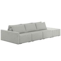 Sofá Ilha Modular com Puff para Sala Living 342cm Georgia K04 Linho Cinza - Mpozenato