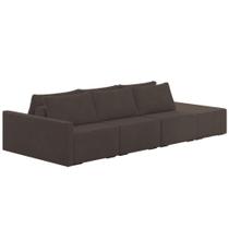 Sofá Ilha Modular Com Puff Para Sala Living 342cm Georgia K04 Veludo Marrom - Mpozenato