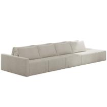 Sofá Ilha Modular com Puff para Sala Living 392cm Georgia K04 Bouclê Bege - Mpozenato