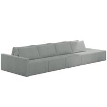 Sofá Ilha Modular com Puff para Sala Living 392cm Georgia K04 Bouclê Cinza - Mpozenato