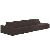 Sofá Ilha Modular com Puff para Sala Living 392cm Georgia K04 Veludo Marrom - Mpozenato