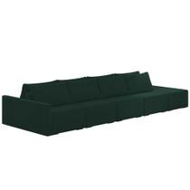 Sofá Ilha Modular com Puff para Sala Living 392cm Georgia K04 Veludo Verde - Mpozenato Sofá Ilha Modular com Puff para Sala Living 392cm Georgia K04 Veludo Verde - Mpozenato