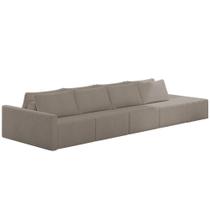 Sofá Ilha Modular com Puff para Sala Living 432cm Georgia K04 Bouclê Bege Escuro - Mpozenato Sofá Ilha Modular com Puff para Sala Living 432cm Georgia K04 Bouclê Bege Escuro - Mpozenato