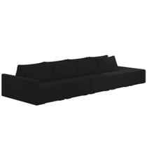 Sofá Ilha Modular com Puff para Sala Living 432cm Georgia K04 Veludo Preto - Mpozenato