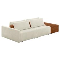 Sofá Ilha Modular Living com Puff 232cm Georgia K04 Bouclê Bege/Caramelo - Mpozenato