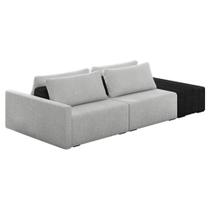 Sofá Ilha Modular Living com Puff 232cm Georgia K04 Bouclê Cinza/Preto - Mpozenato Sofá Ilha Modular Living com Puff 232cm Georgia K04 Bouclê Cinza/Preto - Mpozenato
