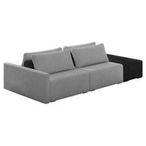 Sofá Ilha Modular Living com Puff 232cm Georgia K04 Bouclê Grafite/Preto - Mpozenato Sofá Ilha Modular Living com Puff 232cm Georgia K04 Bouclê Grafite/Preto - Mpozenato