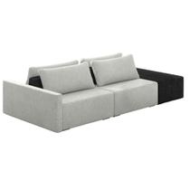 Sofá Ilha Modular Living com Puff 232cm Georgia K04 Linho Cinza/Preto - Mpozenato Sofá Ilha Modular Living com Puff 232cm Georgia K04 Linho Cinza/Preto - Mpozenato