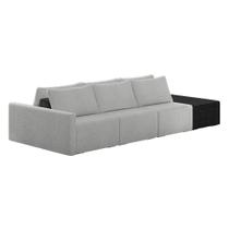Sofá Ilha Modular Living com Puff 312cm Georgia K04 Bouclê Cinza/Preto - Mpozenato Sofá Ilha Modular Living com Puff 312cm Georgia K04 Bouclê Cinza/Preto - Mpozenato