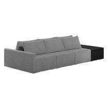 Sofá Ilha Modular Living com Puff 312cm Georgia K04 Bouclê Grafite/Preto - Mpozenato Sofá Ilha Modular Living com Puff 312cm Georgia K04 Bouclê Grafite/Preto - Mpozenato