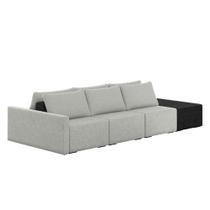 Sofá Ilha Modular Living com Puff 312cm Georgia K04 Linho Cinza/Preto - Mpozenato