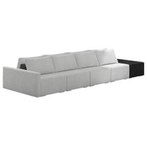 Sofá Ilha Modular Living com Puff 392cm Georgia K04 Bouclê Cinza/Preto - Mpozenato Sofá Ilha Modular Living com Puff 392cm Georgia K04 Bouclê Cinza/Preto - Mpozenato