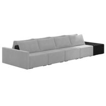 Sofá Ilha Modular Living com Puff 392cm Georgia K04 Veludo Cinza/Preto - Mpozenato Sofá Ilha Modular Living com Puff 392cm Georgia K04 Veludo Cinza/Preto - Mpozenato