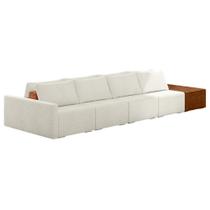 Sofá Ilha Modular Living com Puff 432cm Georgia K04 Bouclê Bege/Caramelo - Mpozenato Sofá Ilha Modular Living com Puff 432cm Georgia K04 Bouclê Bege/Caramelo - Mpozenato