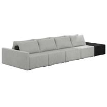 Sofá Ilha Modular Living com Puff 432cm Georgia K04 Linho Cinza/Preto - Mpozenato Sofá Ilha Modular Living com Puff 432cm Georgia K04 Linho Cinza/Preto - Mpozenato