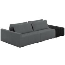 Sofá Ilha Modular Para Sala 232cm com Puff Dublin K01 Bouclê Cinza e Sintético Preto - Lyam Decor