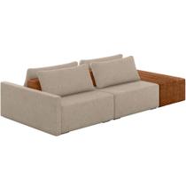 Sofá Ilha Modular Para Sala 232cm com Puff Dublin K01 Linho Bege Sintético Caramelo - Lyam Decor