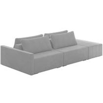 Sofá Ilha Modular Para Sala 232cm com Puff Dublin K01 Veludo Cinza - Lyam Decor Sofá Ilha Modular Para Sala 232cm com Puff Dublin K01 Veludo Cinza - Lyam Decor