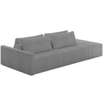 Sofá Ilha Modular Para Sala 252cm Com Puff Dublin K01 Bouclê Cinza - Lyam Decor Sofá Ilha Modular Para Sala 252cm Com Puff Dublin K01 Bouclê Cinza - Lyam Decor