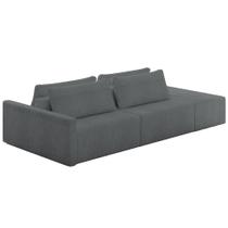 Sofá Ilha Modular Para Sala 252cm com Puff Dublin K01 Bouclê Cinza - Lyam Decor Sofá Ilha Modular Para Sala 252cm com Puff Dublin K01 Bouclê Cinza - Lyam Decor
