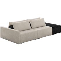 Sofá Ilha Modular Para Sala 252cm com Puff Dublin K01 Bouclê Creme TC7206 e Sintético Preto TF7036 Sofá Ilha Modular Para Sala 252cm com Puff Dublin K01 Bouclê Creme TC7206 e Sintético Preto TF7036