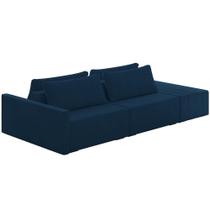 Sofá Ilha Modular Para Sala 252cm Com Puff Dublin K01 Veludo Azul Marinho Sofá Ilha Modular Para Sala 252cm Com Puff Dublin K01 Veludo Azul Marinho
