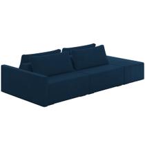 Sofá Ilha Modular Para Sala 252cm com Puff Dublin K01 Veludo Azul Marinho - Lyam Decor Sofá Ilha Modular Para Sala 252cm com Puff Dublin K01 Veludo Azul Marinho - Lyam Decor