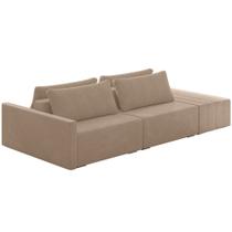 Sofá Ilha Modular Para Sala 252cm com Puff Dublin K01 Veludo Bege - Lyam Decor