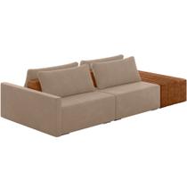 Sofá Ilha Modular Para Sala 252cm com Puff Dublin K01 Veludo Bege Sintético Caramelo - Lyam Decor Sofá Ilha Modular Para Sala 252cm com Puff Dublin K01 Veludo Bege Sintético Caramelo - Lyam Decor