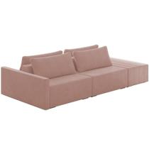Sofá Ilha Modular Para Sala 252cm Com Puff Dublin K01 Veludo Rosê - Lyam Decor