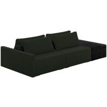 Sofá Ilha Modular Para Sala 252cm com Puff Dublin K01 Veludo Verde e Sintético Preto - Lyam Decor Sofá Ilha Modular Para Sala 252cm com Puff Dublin K01 Veludo Verde e Sintético Preto - Lyam Decor