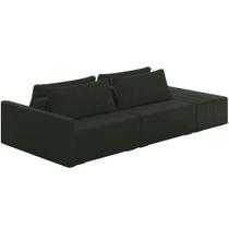 Sofá Ilha Modular Para Sala 252cm Com Puff Dublin K01 Veludo Verde Sofá Ilha Modular Para Sala 252cm Com Puff Dublin K01 Veludo Verde