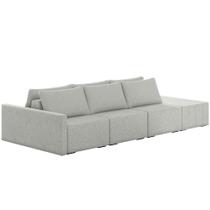 Sofá Ilha Modular Para Sala 312cm com Puff Dublin K01 Linho Cinza - Lyam Decor