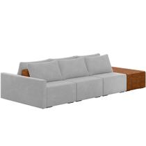 Sofá Ilha Modular Para Sala 312cm com Puff Dublin K01 Veludo Cinza Sintético Caramelo - Lyam Decor Sofá Ilha Modular Para Sala 312cm com Puff Dublin K01 Veludo Cinza Sintético Caramelo - Lyam Decor