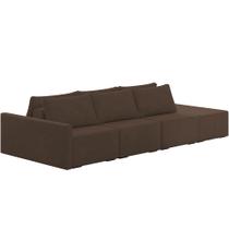 Sofá Ilha Modular Para Sala 312cm com Puff Dublin K01 Veludo Marrom - Lyam Decor Sofá Ilha Modular Para Sala 312cm com Puff Dublin K01 Veludo Marrom - Lyam Decor