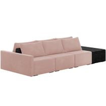 Sofá Ilha Modular Para Sala 312cm com Puff Dublin K01 Veludo Rosê TA7050 e Sintético Preto TF7036 Sofá Ilha Modular Para Sala 312cm com Puff Dublin K01 Veludo Rosê TA7050 e Sintético Preto TF7036