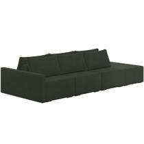 Sofá Ilha Modular Para Sala 312cm Com Puff Dublin K01 Veludo Verde