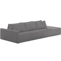 Sofá Ilha Modular Para Sala 342cm Com Puff Dublin K01 Bouclê Cinza - Lyam Decor