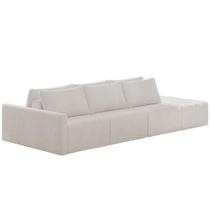 Sofá Ilha Modular Para Sala 342cm com Puff Dublin K01 Bouclê Creme - Lyam Decor