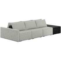 Sofá Ilha Modular Para Sala 342cm com Puff Dublin K01 Linho Cinza TB7134 e Sintético Preto TF7036 Sofá Ilha Modular Para Sala 342cm com Puff Dublin K01 Linho Cinza TB7134 e Sintético Preto TF7036