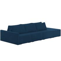 Sofá Ilha Modular Para Sala 342cm com Puff Dublin K01 Veludo Azul Marinho - Lyam Decor Sofá Ilha Modular Para Sala 342cm com Puff Dublin K01 Veludo Azul Marinho - Lyam Decor